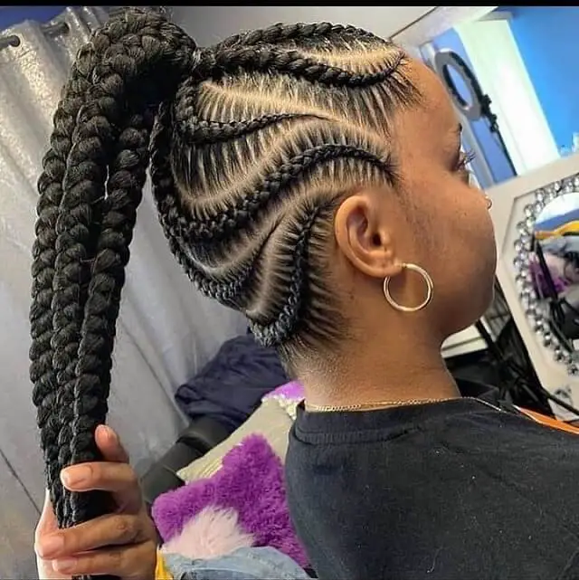 medium feed in braids ponytail 