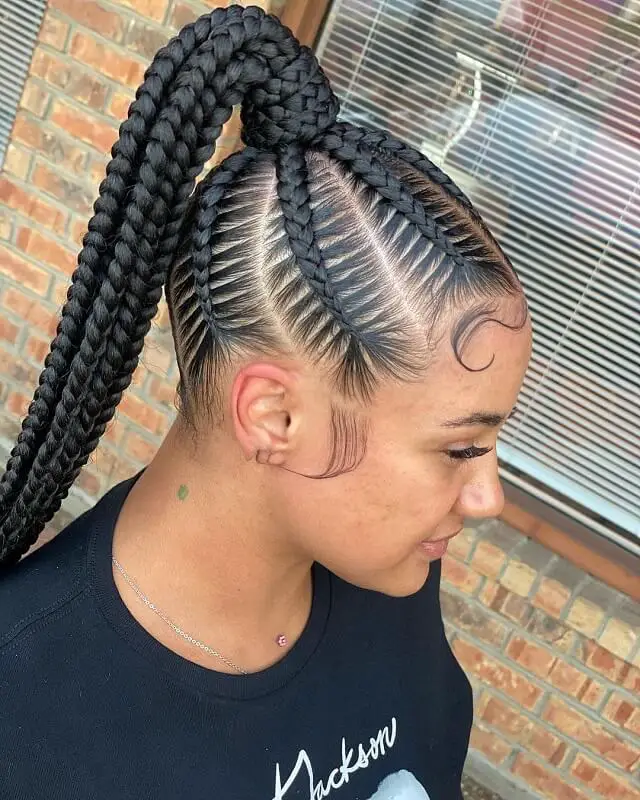 medium feed in braids ponytail 