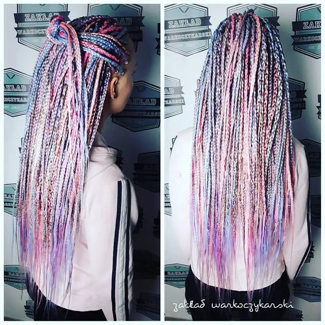 pink and blue box braids 