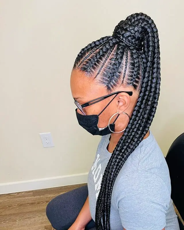 ponytail goddess feed in braids        