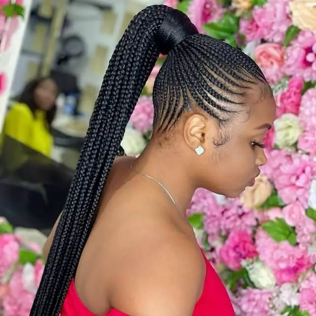 ponytail goddess feed in braids        