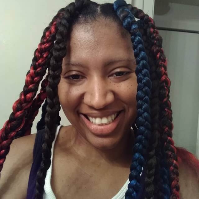 red and blue box braids