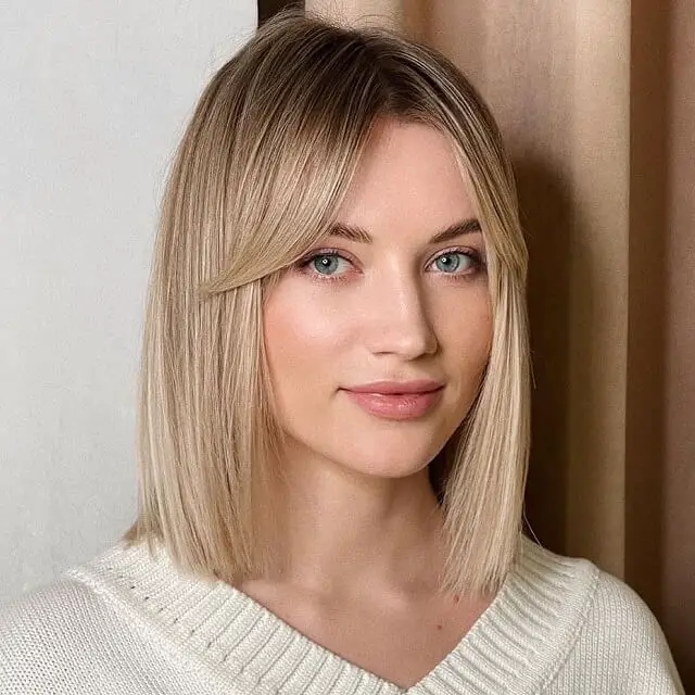 shoulder length straight hair with bangs