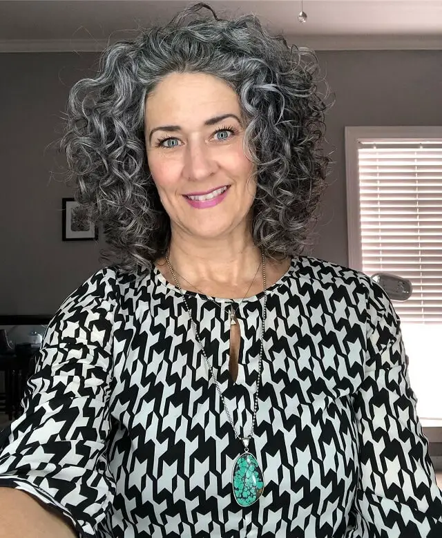 silver curly hair