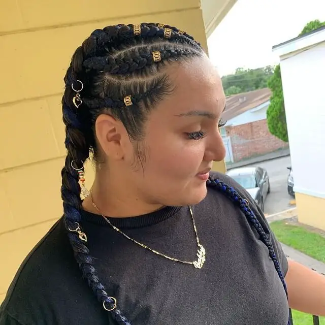 white girl with feed in braids