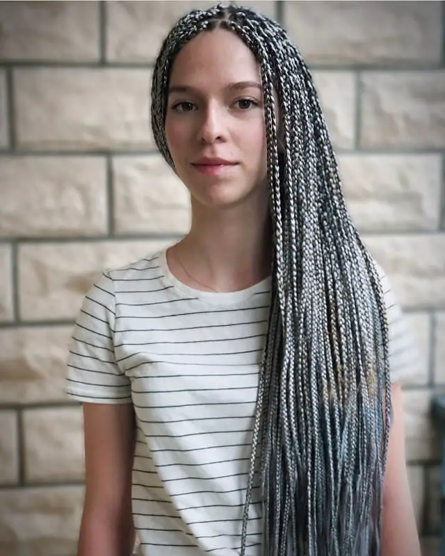 white woman with small braid