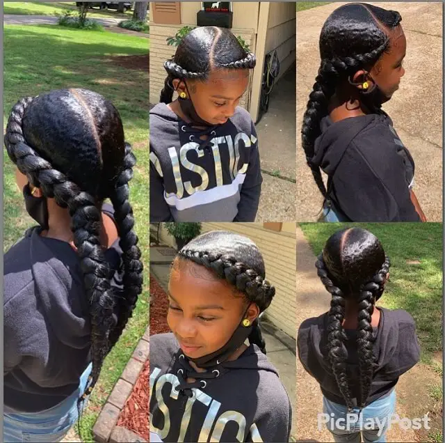2 feed in braids for little girl