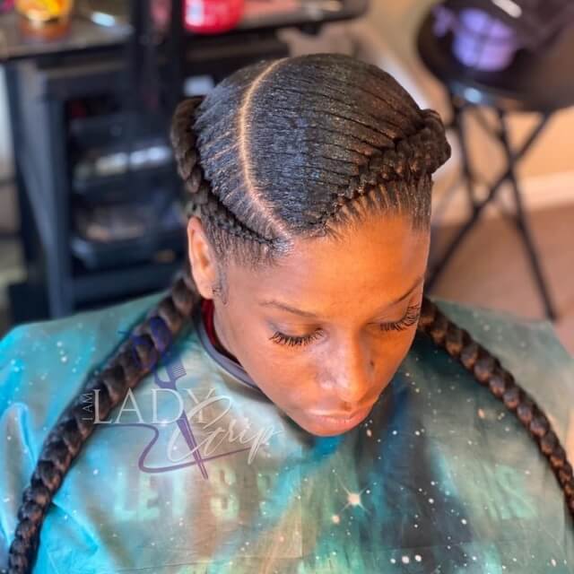  2 feed in braids on natural hair