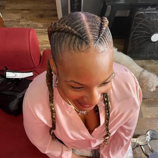 2 feed in braids with small braids