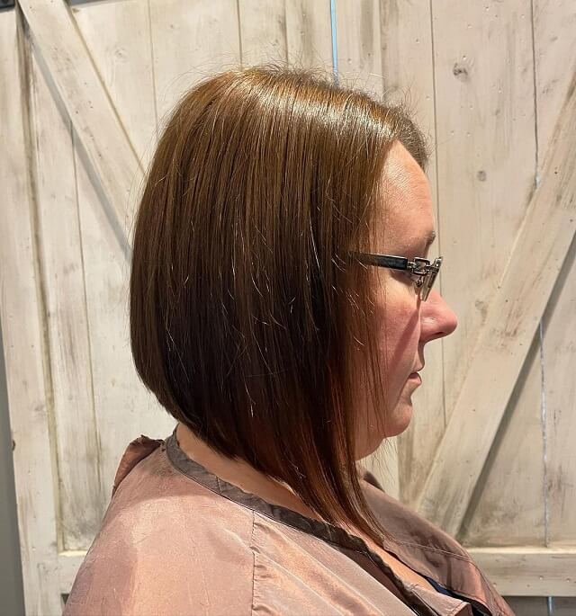 Angled Bob for over 50 with glasses