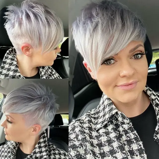 Gray Pixie with Bangs 