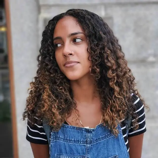 balayage on black curly hair