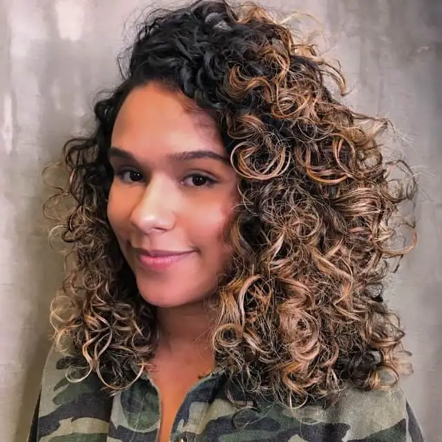 balayage on thick curly hair 