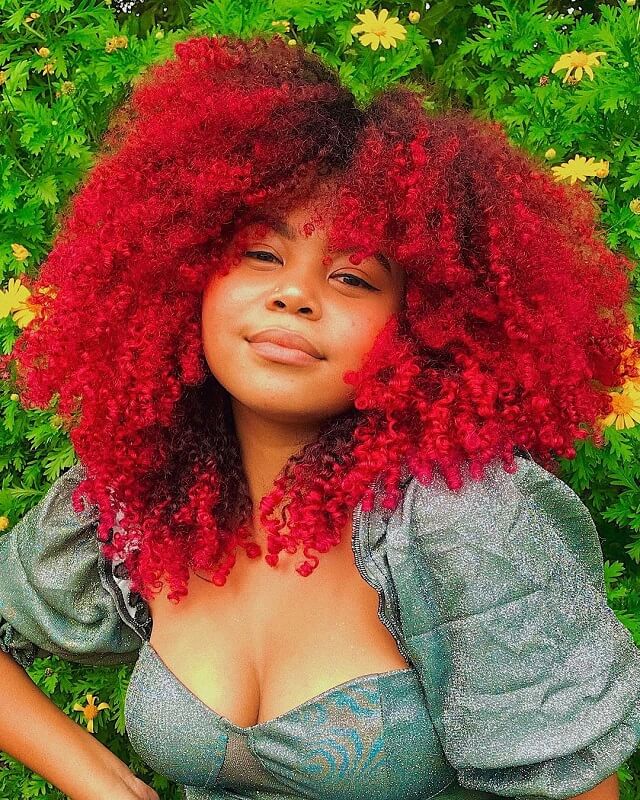 black and red curly hair 