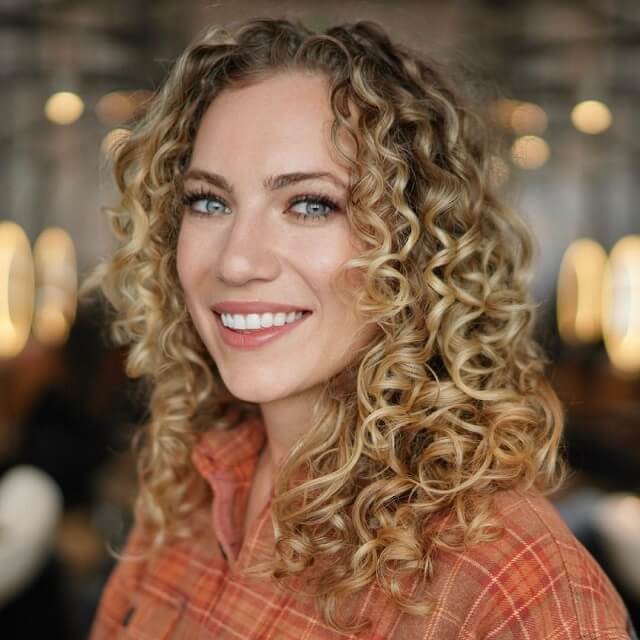 blonde balayage curly hair