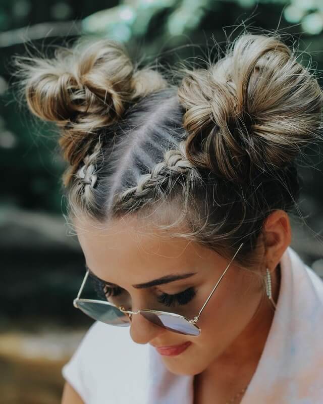 braided pigtail buns 