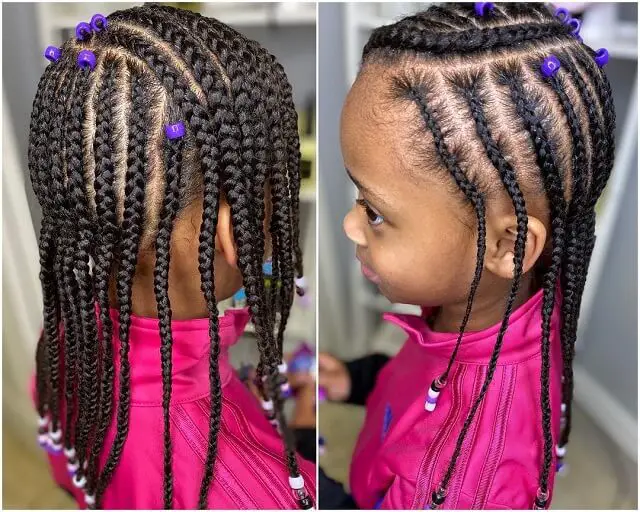 Purple Beads With Braids Hairstyle