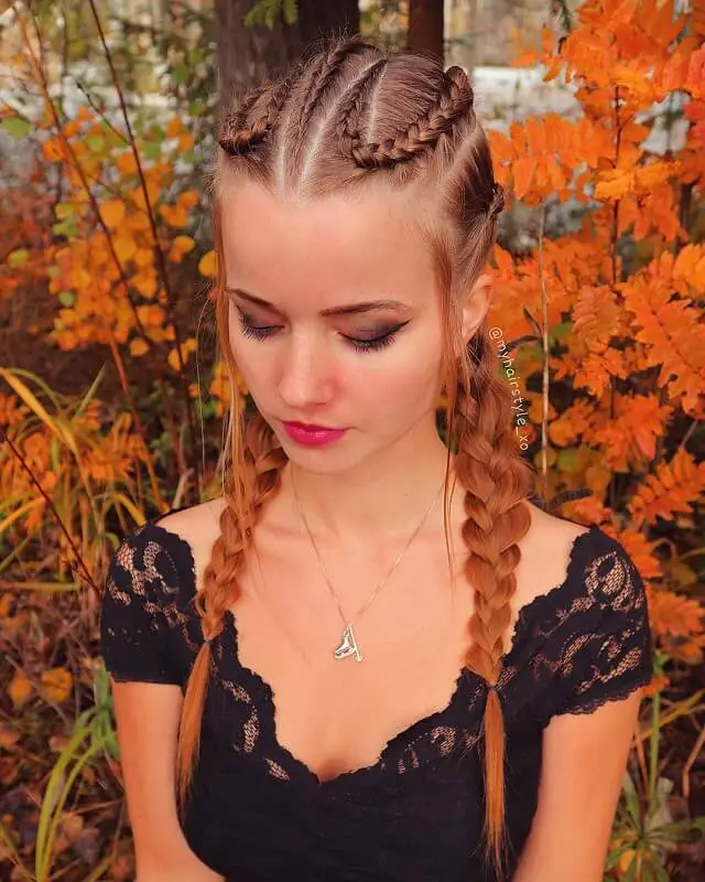 cornrow pigtail braids