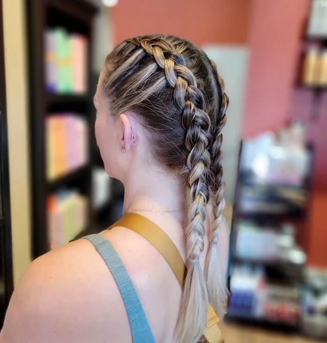 dutch braids into pigtails