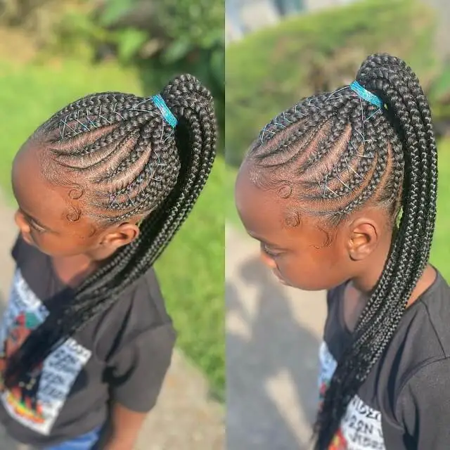 feed in braids ponytail for little girl