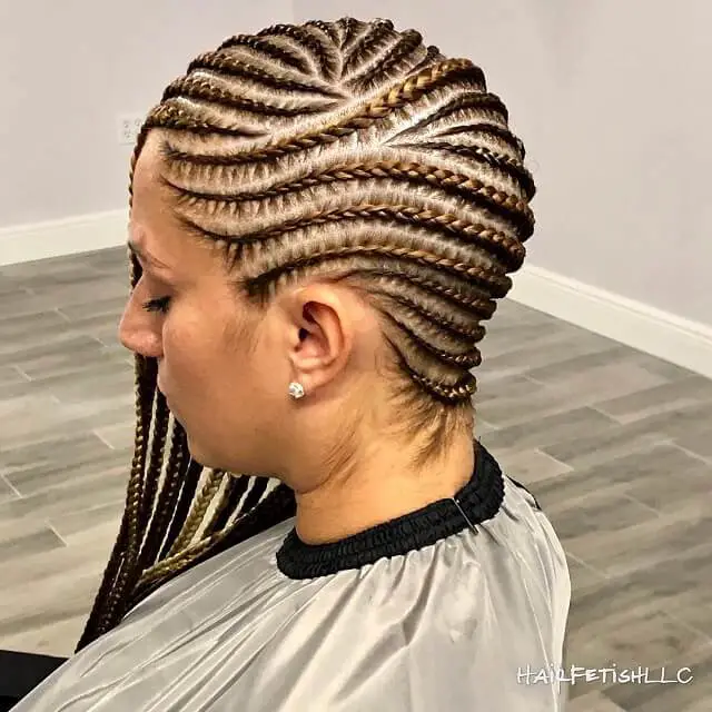 Side Swept Thin Fishbone Braids