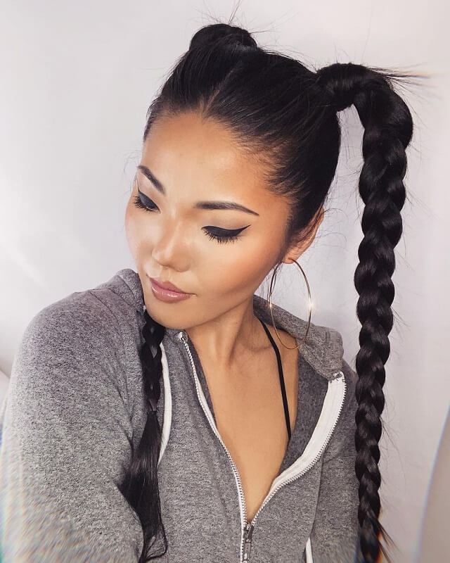 high pigtail braids