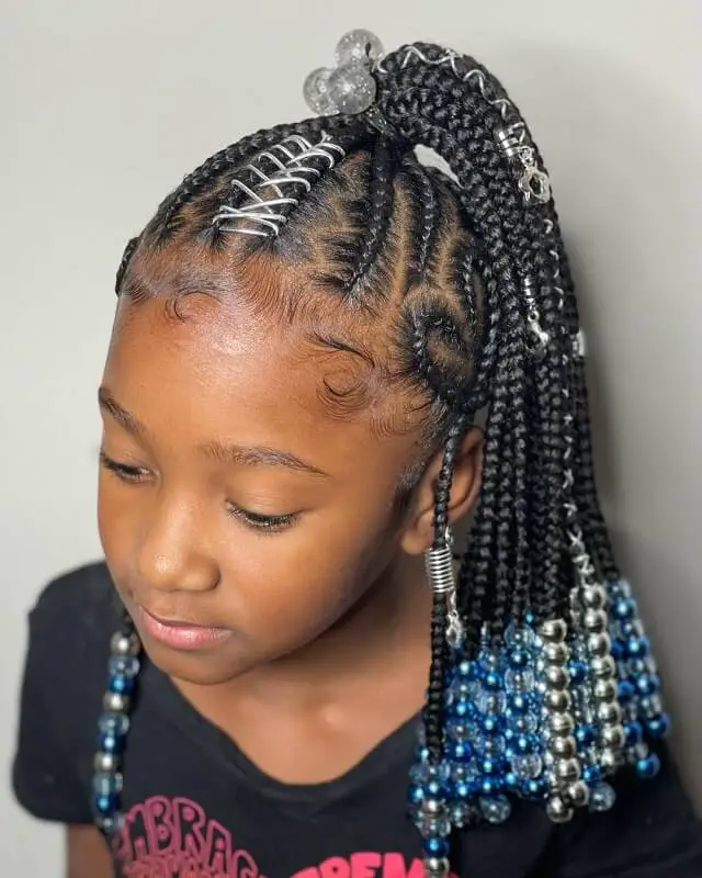 kids fulani braids with beads