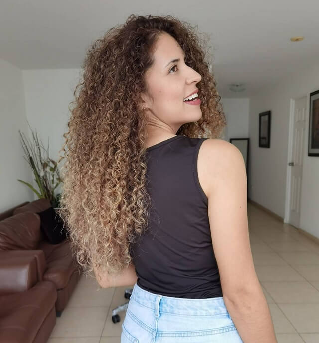  light brown balayage curly hair 