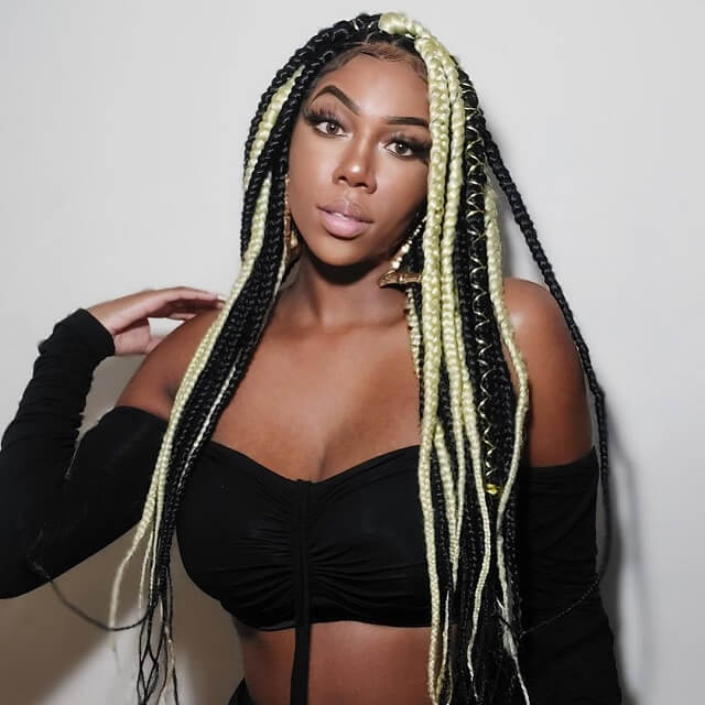 long black and blonde box braids