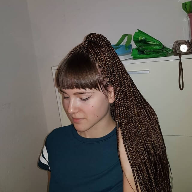 long box braid with bangs