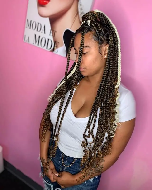 long box braids and ponytail 