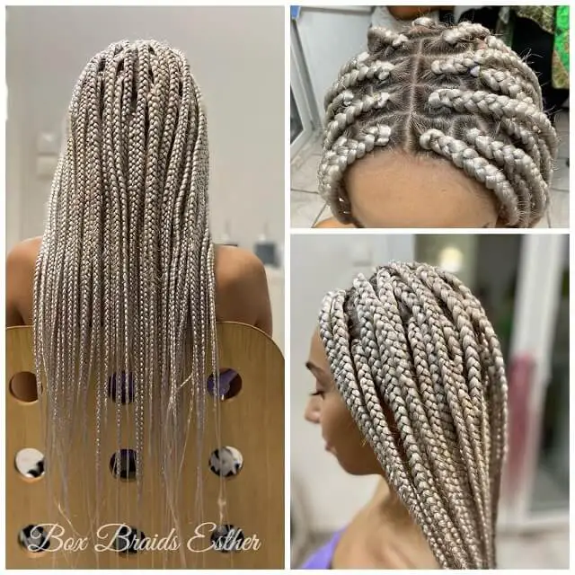 long silver box braids