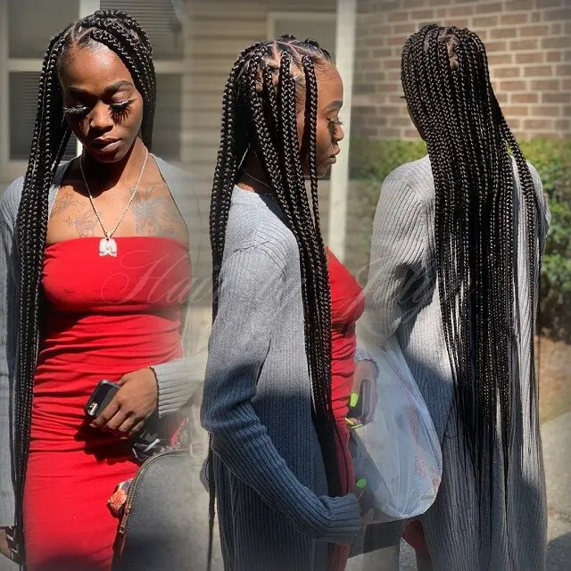 long triangle box braids