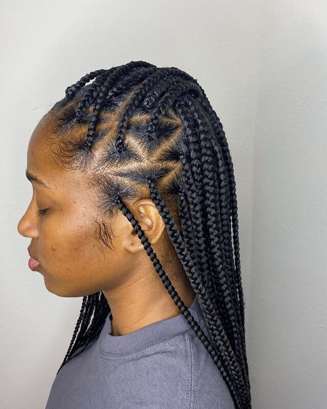 medium triangle box braids 