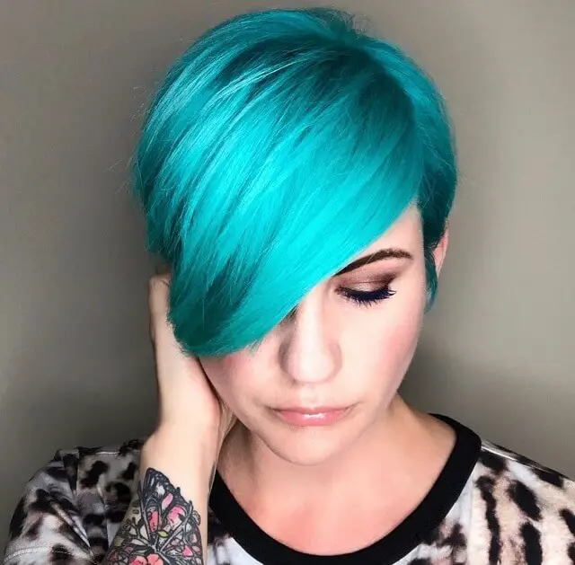 Dyed Side Pixie Cut With Bangs