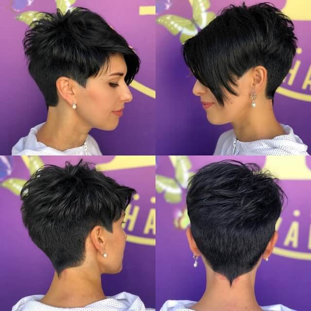 pixie cut with long bangs black hair