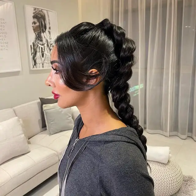 ponytail updo with bangs