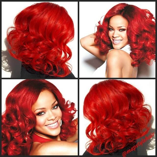  rihanna red curly hair 