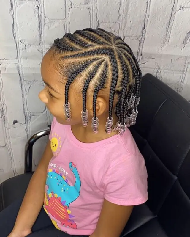 short hair little girl braids with beads