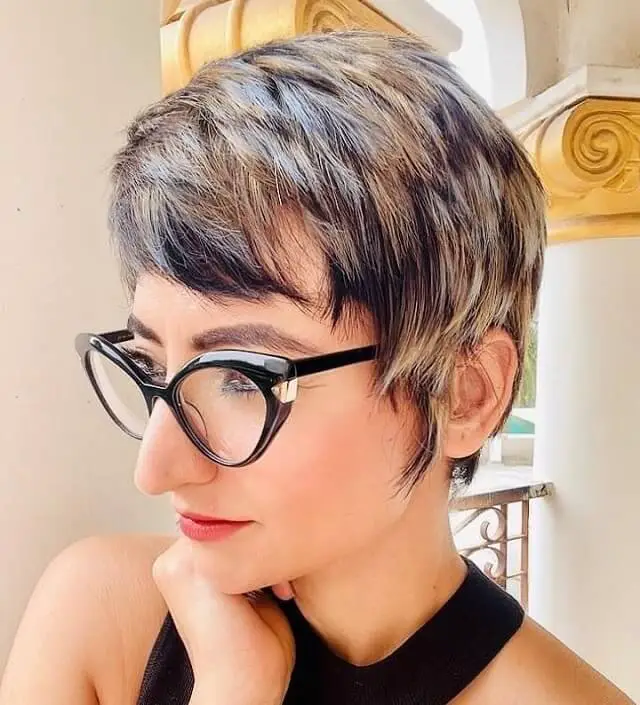 short pixie cut with bangs