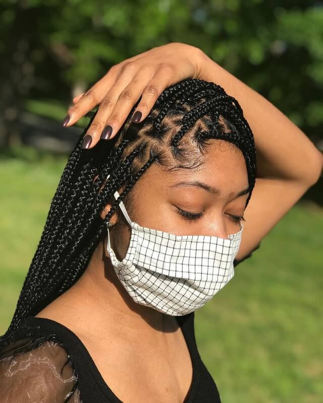 small triangle box braids 