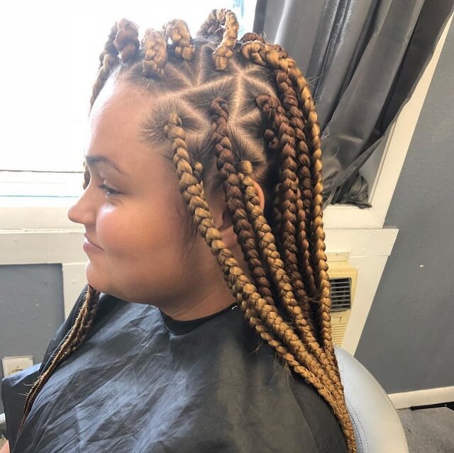 triangle box braids blonde 