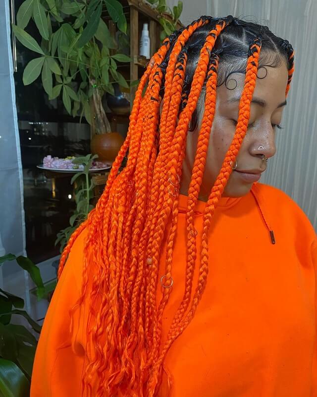 triangle box braids with color