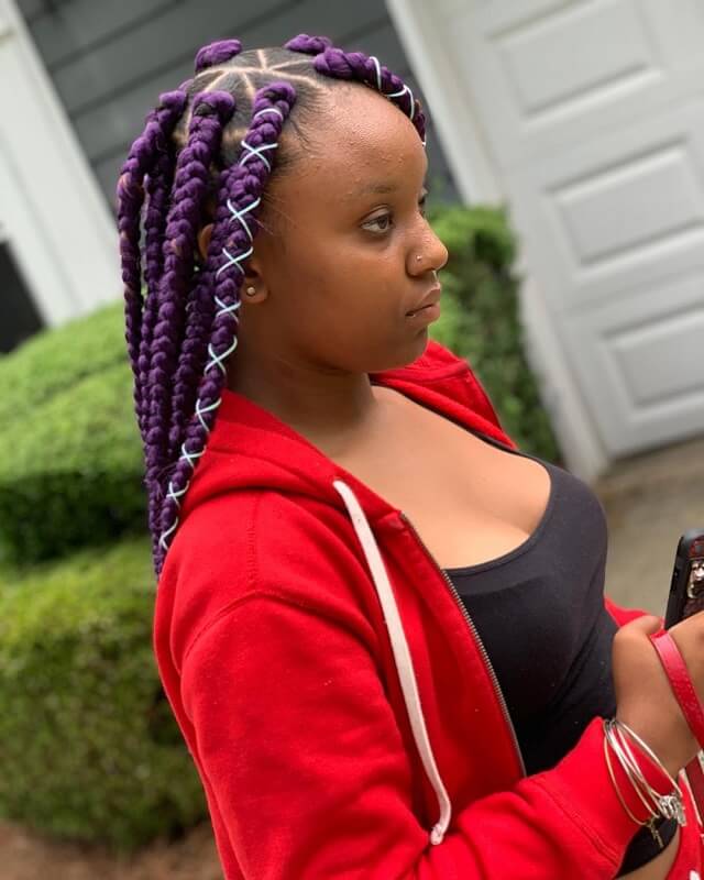 triangle box braids with color