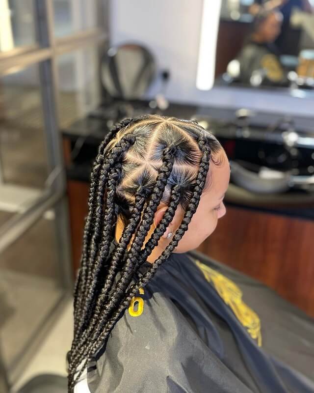  triangle box braids with rubber bands 