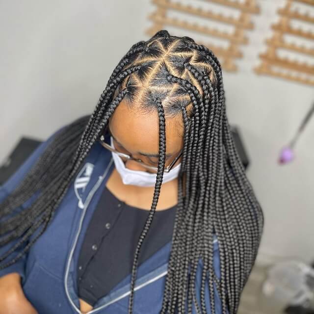 triangle part box braids       