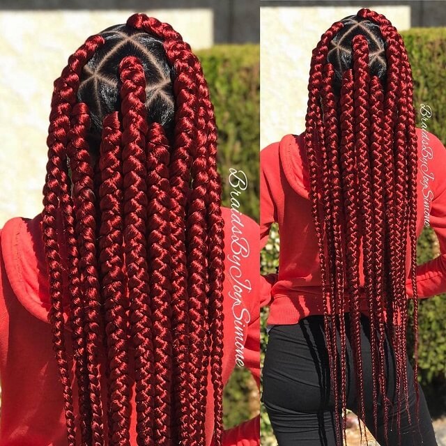 triangle red box braids