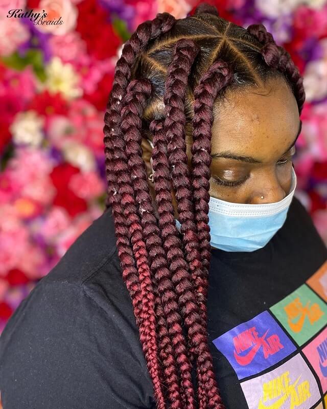 triangle red box braids