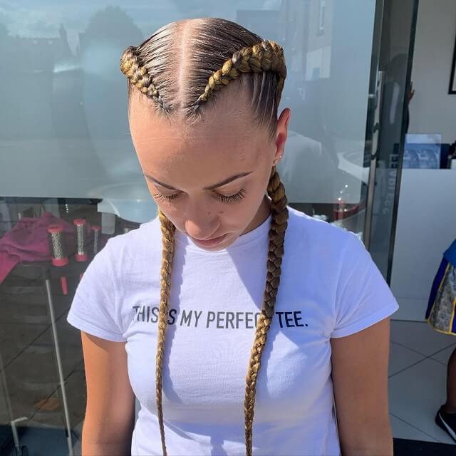 two feed in braids on short hair