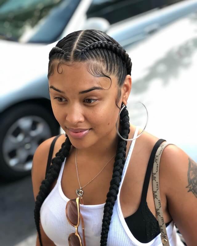  two feed in braids with braid in middle